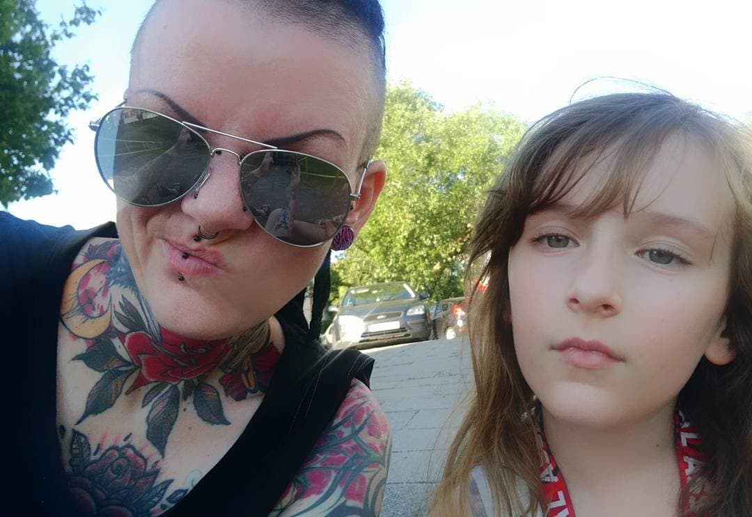 #happy #mydaughter #ilovemychildren #polishgirl #girlwithtattoo #tattoogirl #oldschool #underground #rockandroll #summer #hot #sun