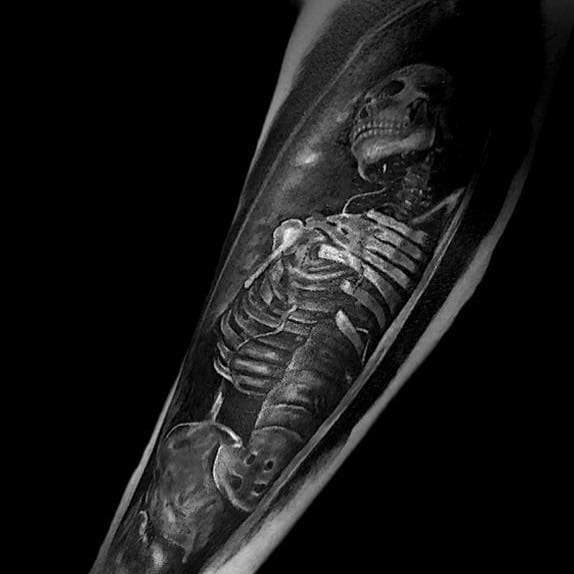 #tattoos#tattooideas #tattoooftheday#skelleton #tattoo3d #tattoomodel #tattoodesign #sleevetattoo #blackwork  done today at Inktales tattoo shop by Yotattoo