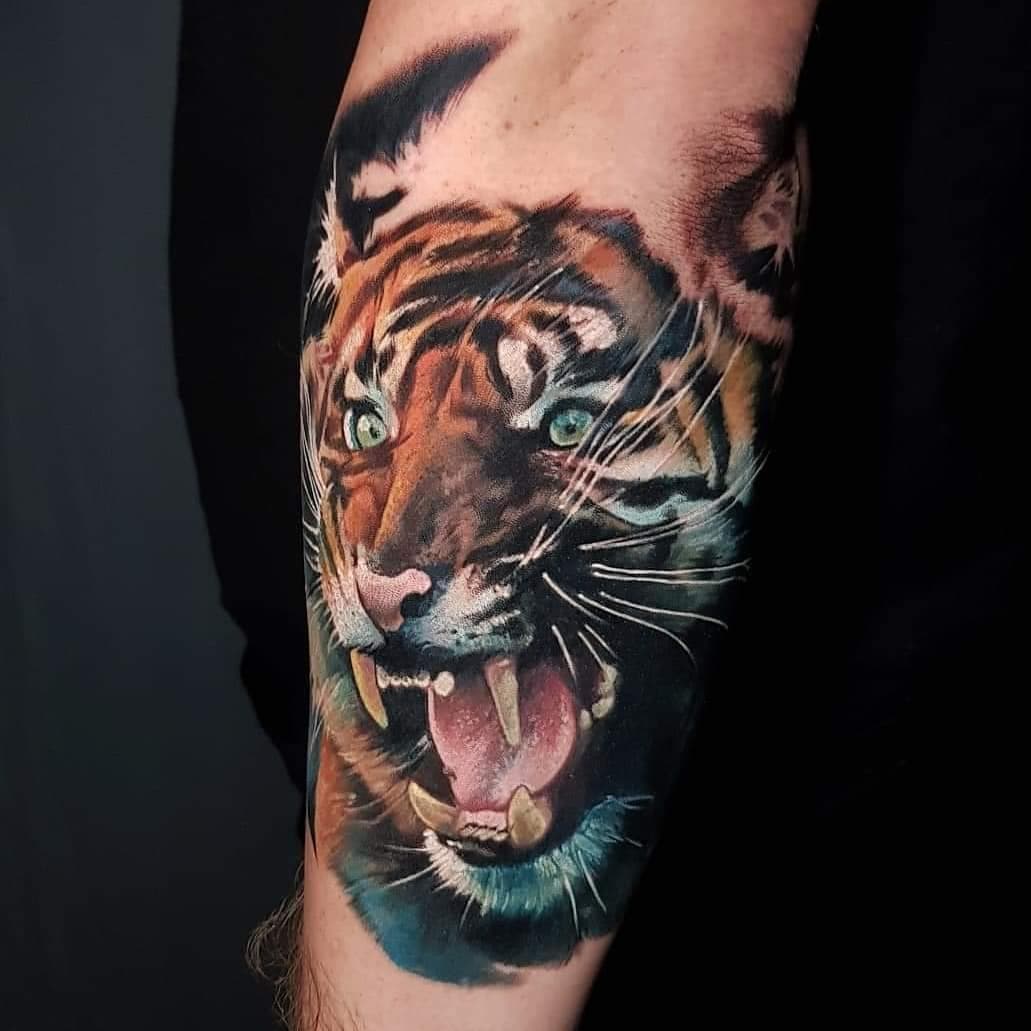 Big cat by the big man @alexanderkuzmin_tattoos 
#tattoo #tattoos #bodyart #tattooed #inked #ink #artist #tattooartist #colour #color #colourtattoo #realistictattoo #realism #supportgoodtattooing #inkig #ink_ig #tattoodo #followme #inkmachines #radiantcoloursink