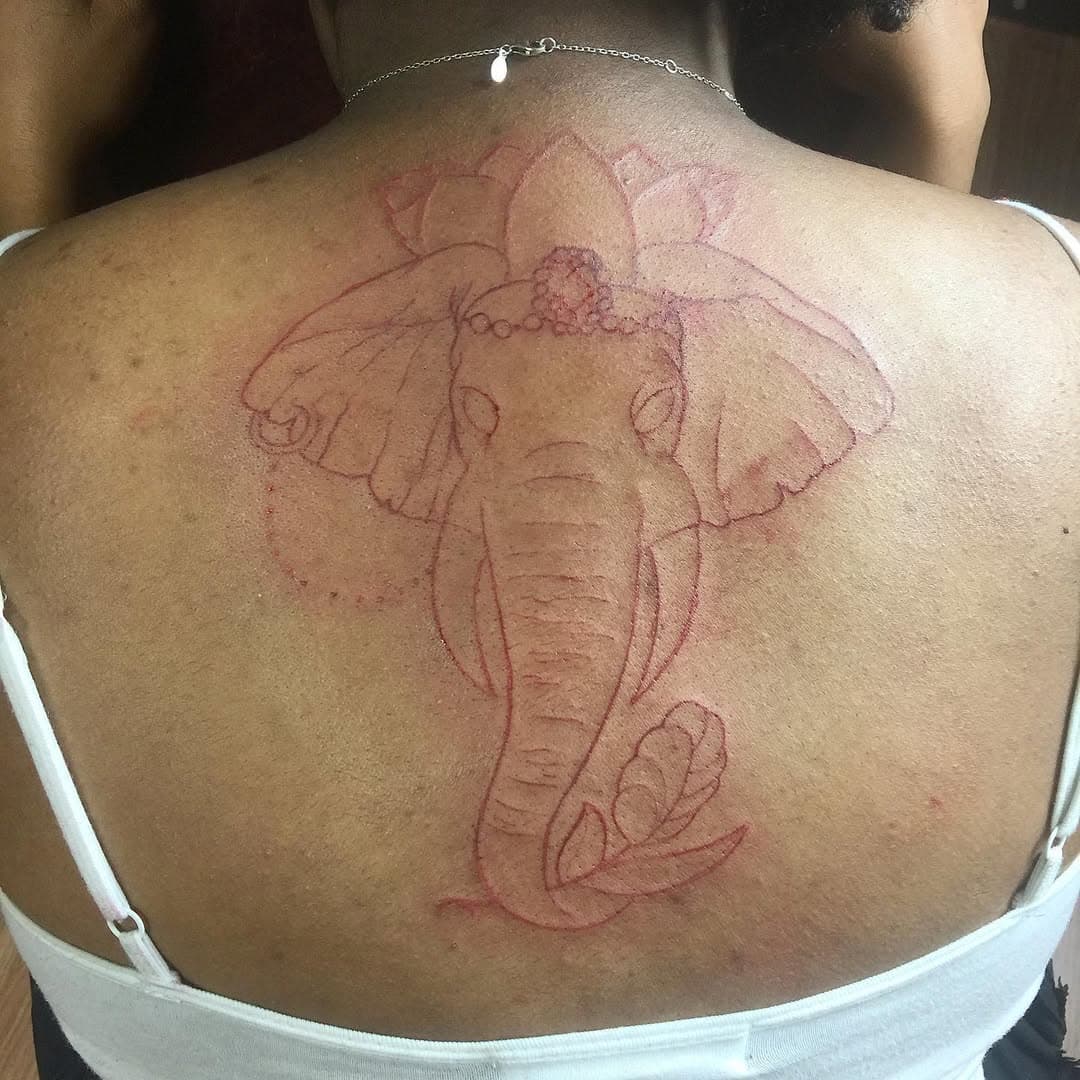 Red elephant 🐘 done by me at @houseof_inkk #detroit #detroittattooartist #tattooartist #blacktattooartist original design by me. Like always 🤷🏾‍♂️💯