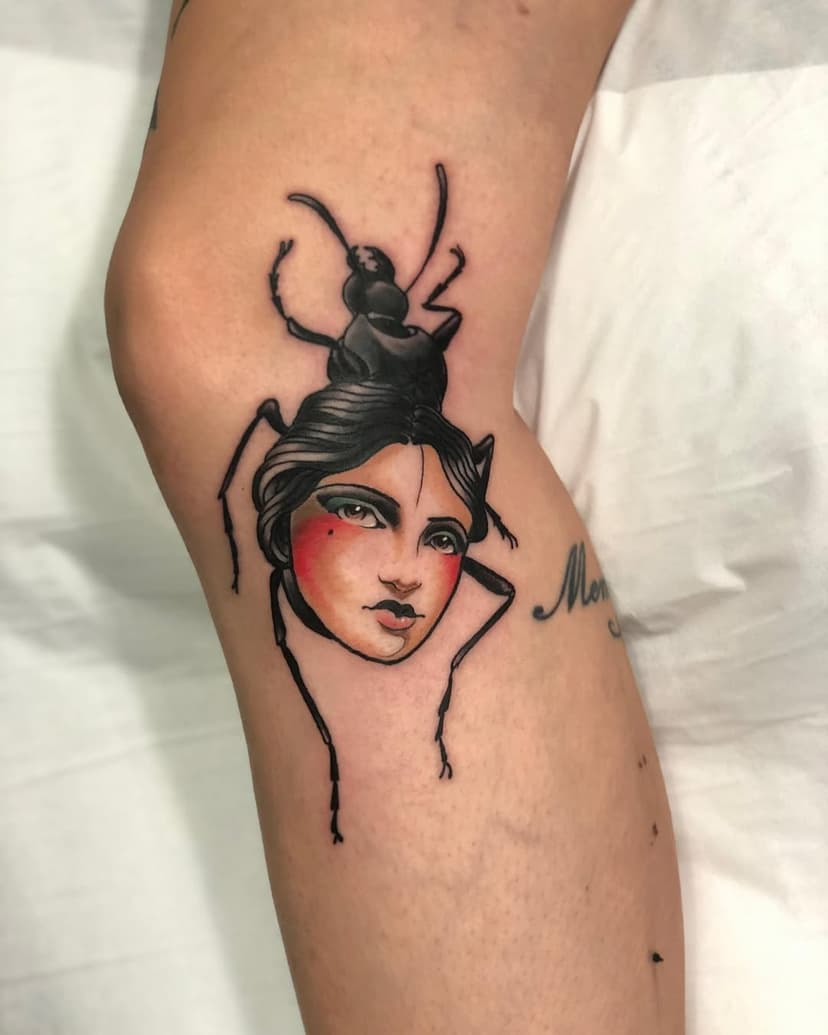 Little flash bug girl for @hanmeister.s had such a rad evening with you, thanks girl!! 💃💃
Time available in winnipeg at @kapalatattoo 💥💥
*
*
*
*
 #d_world_of_ink #neotradsub #neotradstyle #neotraditionals  #vegantattoos #neotraditionaltattoo #thebesttattooartists  #vegan #uktattooartists #oldworkers #neotraditional  #berlin #berlintattoo #neotradeu #vegantattooartists #torontotattoo #brightontattoo #winnipegtattoo #myneotraditionals  #taot  #winnipegtattoos #winnipegtattooartist