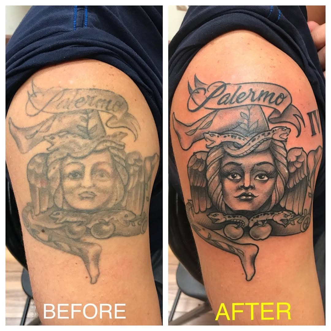 Have a tattoo that could use some sprucing up? We’re here to help! Swipe to see more rejuvenated tattoos by Kurt!
.
.
.
#reworkedtattoo #tattoo #hommagetattoo #beforeandaftertattoo #beforeandaftertattoos #njtattooartist #njtattooshop #freddykrueger #letteringtattoo #bngtattoo #colortattoo