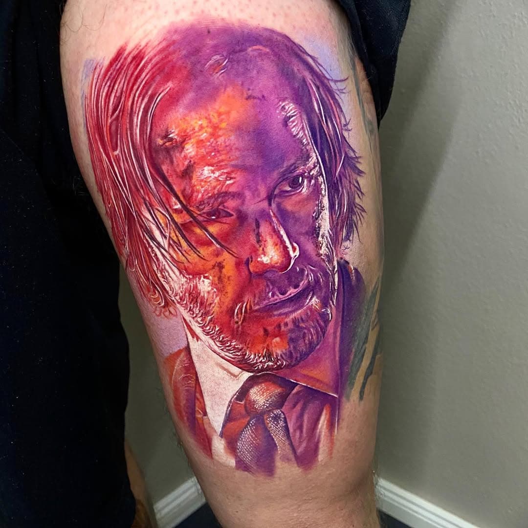 Lot on fun working on this John Wick (@keanureevesofflcal_ ) piece for 🤘🏻🤘🏻🤘🏻...done with #cheyennesafetycartridges 3 liner, 3, 5, 7 shader, 7, 13sem 🙌🏻...and  Cheyenne PEN... .#cheyennetattooequipment #hustlebutterdeluxe #killerinktattoosupplies #stencilforte #dermalizepro #dlizepro #tadoo #theinkarm #protectyourart #intenzeink #intenzepride #tattoorealistic #realistictattoo #johnwick #keanureeves