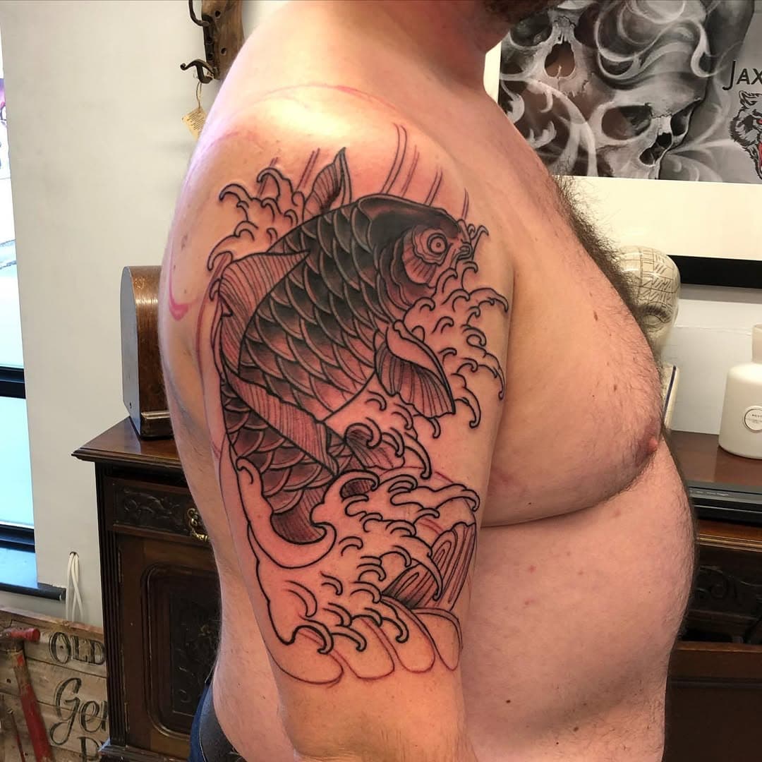 #coveruptattoo #coverup #japanesetattoo #koi #koifishtattoo 
#jaxwolf #jaxwolftattoo #realismtattoo #blackandgrey #sovranoaiir #hulk #hulkelixir #battleblood #sovrano-ts