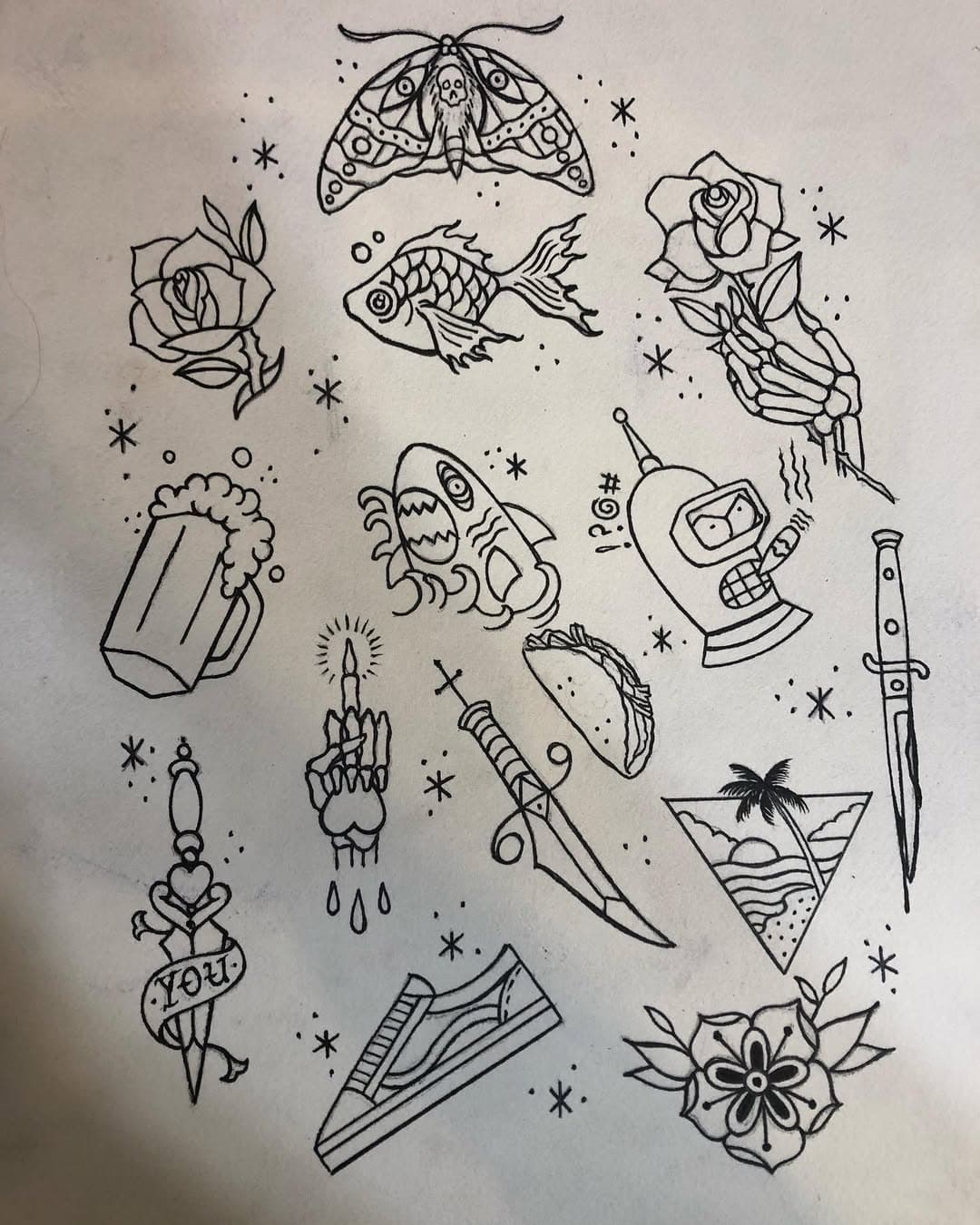 Our available flash for Friday! We’ll be opening our books at 10am sharp- they fill up fast, so come in early to set your appointment for the day.
.
.
.
#lastdaystattoo #ob #oceanbeach #tattooshop #tattoo #tattooshop #tattoos  #tattooartist #tattooart #oceanbeachtattoo #sandiegotattooshop #sandiegotattooartist #1502 #sandiego  #flash #fridaythe13th