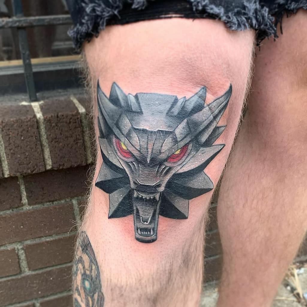 Witcher knee piece done by @dominiquedarko 
For booking: dominiquedarko@yahoo.com -
-
#Dominiquedarko #bloodlinesgallery #witcher #thewitcher #tattoo #tattoos #tattooed #tattooedguys #tattooedgirls #ink #inked #videogametattoo #gamingtattoo #pittsburgh #pittsburghtattooartist #pittsburghtattooshop #pittsburghartist #412