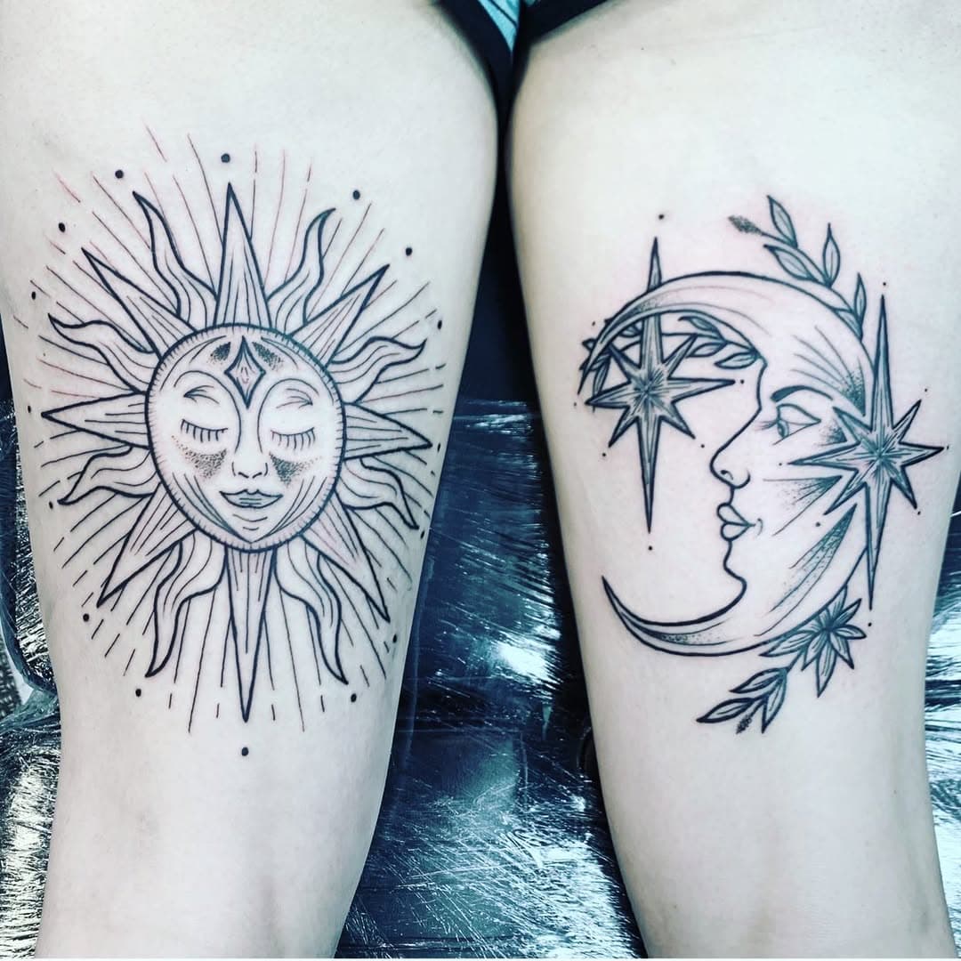 Re-post from the glorious pre covid-19 days. Back of the thighs sun and moon #suntattoo #moontattoo #sunandmoontattoo #tattoo #tattoos #lineworktattoo #linework #blacktattoo #girlswithtattoos #iveforgottenwhatreallifeis