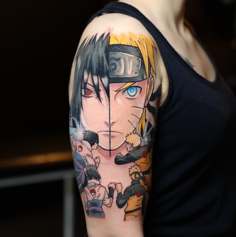 NARUTO VS SASUKE - Voilà le post de reprise! C’était cool de reprendre comme ça, manga et couleur ... juste parfait!⠀
.⠀
.⠀
.done with @hawink_supply ⠀
#tattoo #tattoodesign #tattoo2me #tattooworkers #tattoolife #tattoos #tattoomodel #tattooinspiration #tattooideas #tattoostyle #tattooed #tattooart #tattooist #tattooing #tattooartist #tattooer  #narutomemes #narutoshipuden #narutoedit #narutodrawing #narutoanime #narutoshippuden #narutotattoo #narutouzumaki  #mangaanime #mangas #mangaworld #bestanimetattoo