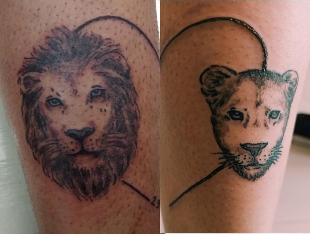 León y Leona realista en negro (tatuaje de pareja) #sangrexamor #tattooshops #arrecife #lanzarote #elcharcodesangines #tattoo #tatuajes