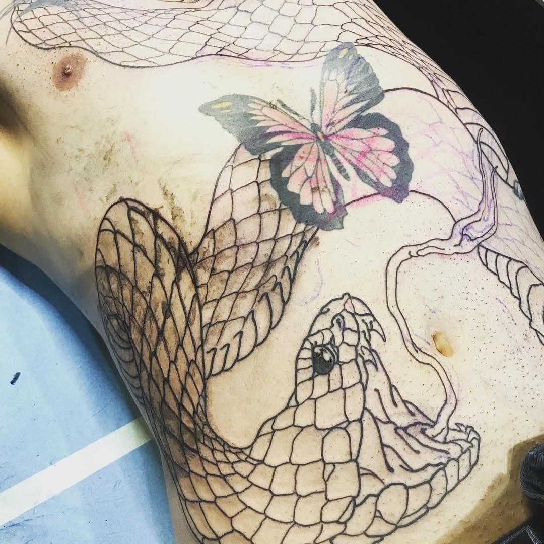 Big #snaketattoo #filertattoo #outline today