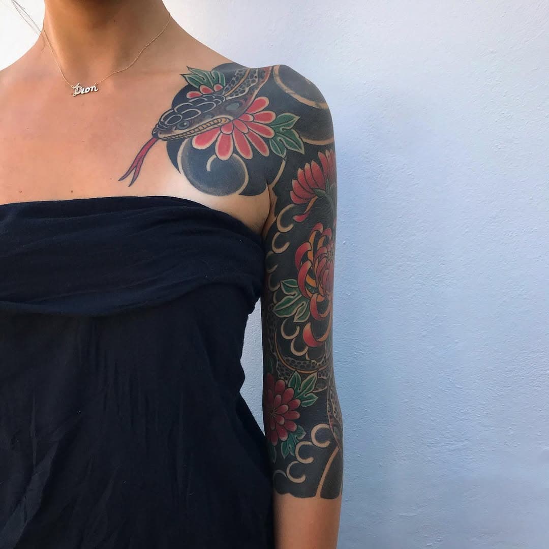 Done at @walktheline_tinos on my beloved friend @dion_kr 🙏😎 cover up on shoulder @walkthelineskg @walkthelinetattoo  #walkthelinetattoo #walkthelineskg #walkthelinetinos #tinostattoo #tinosisland #tinos_island #tinosgreece #japanesetattoo #japaneseink #japanesetattooing #japanesetattoos #skgtattoo