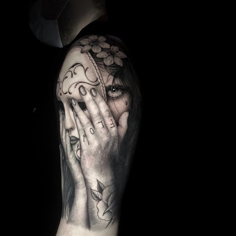 BEYOND APPEARANCE (hands healed)
————————————————————————————

 - Info and projects: www.gctattoo.it or DM. #tattoo #realistictattoo #realistic #tattoorealism  #tatuaggiorealistico #tatuatoriitaliani #bestrealistic #tattoosnob #bestitaliantattooers #blackandgreytattoo #blackandgrey #tatuaggio #masked #artlovers #art #tattooinfluencer #tattooworkers #tattooartist #italiantattooartists #arte #giuliocesare #thehandartist #thebesttattooartist #thebestitaliantattooers #tttism #woman #mask #eyeswideshut #burlesque #carnival