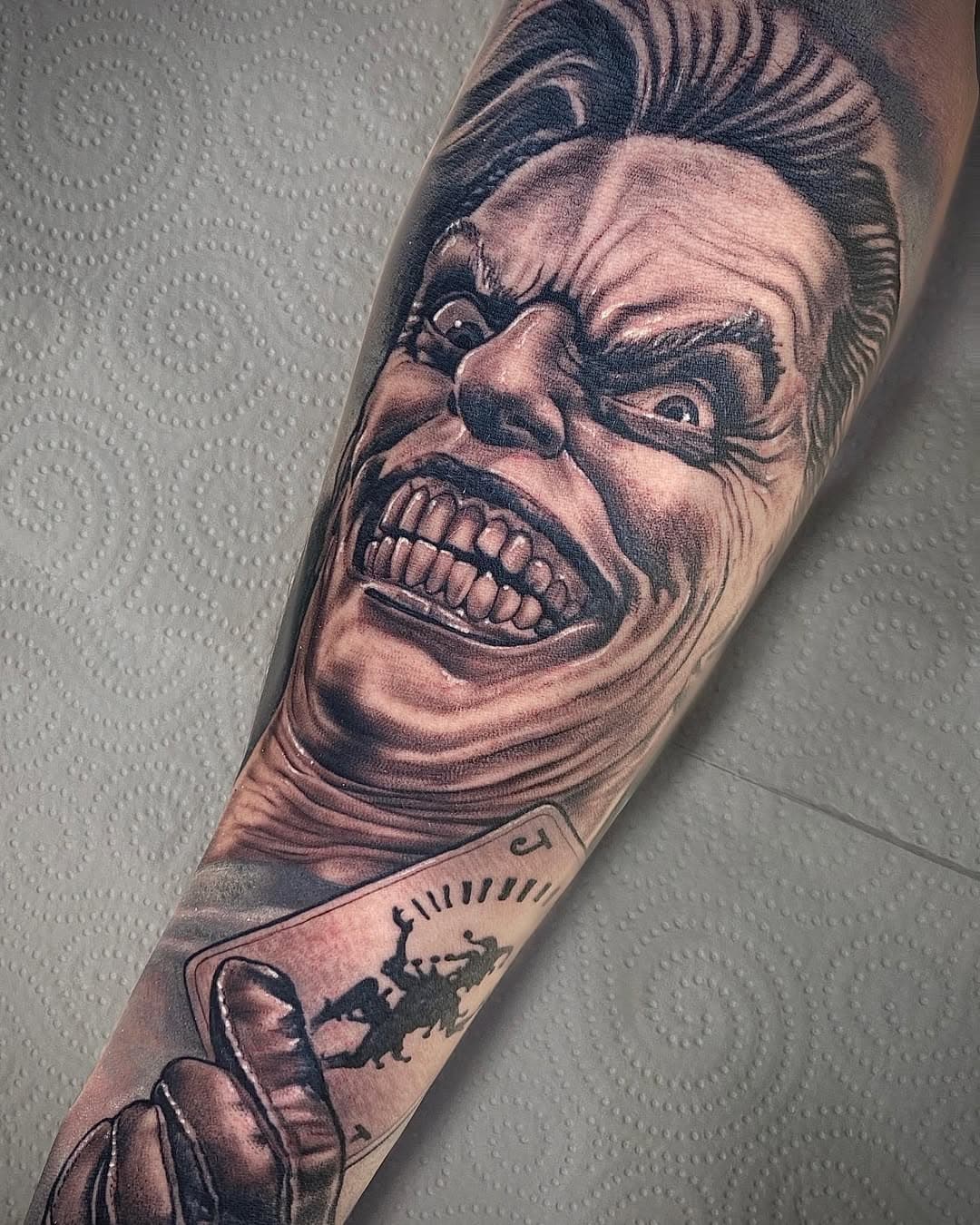 #armtattoo #blackandgrey #tattooartist #tattooart #chicanotattoo #realistictattoo #joker #jokerart #jokerartwork #blackandgreytattoo #