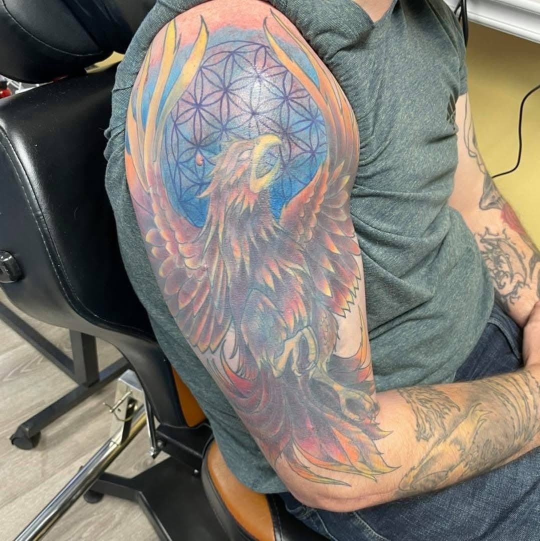 Mike got another session in on this Phoenix WIP. Couple more sessions to go and I can’t wait to see it when it’s done! 
He’s currently booking June, so get me your reference photos to get on his schedule 🙂