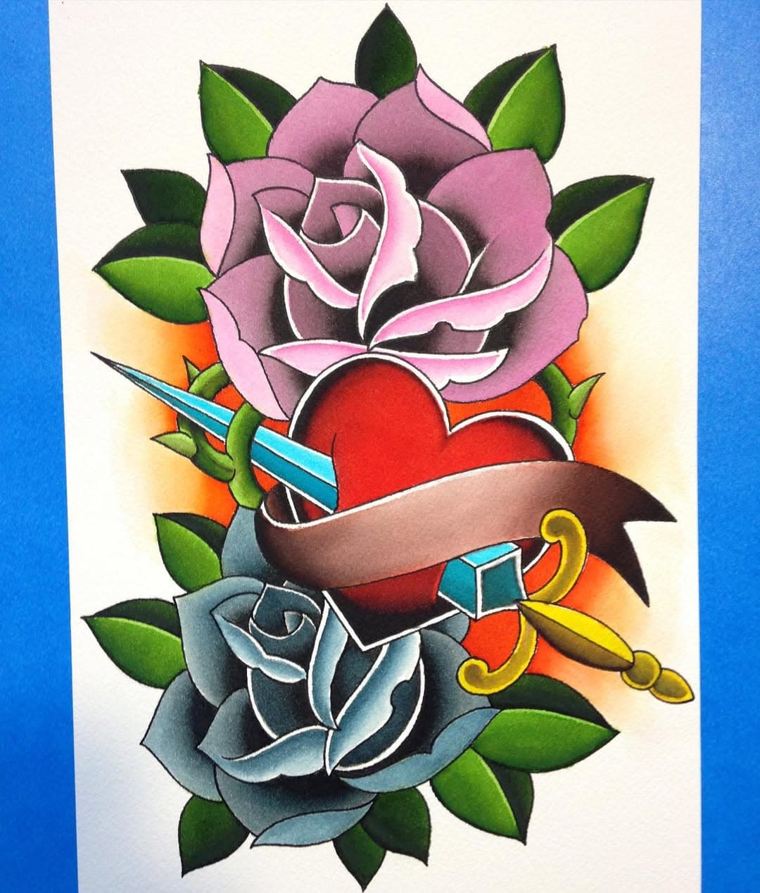 Here’s a #watercolor #painting from #2014 #throwbackthursday 

@loufigueroatattoos 
#loufigueroatattoos #watercolor #speedballnibs on #arches #coldpressedwatercolorpaper #spitshaded #heartandroses #tattoodesign