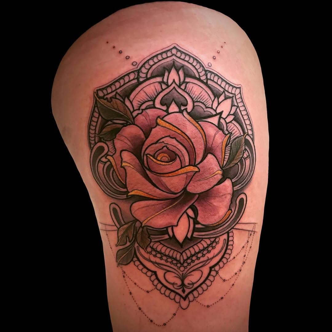 A simultaneously delicate and bold thigh piece by Kurt. Thank you Lily 🌹
.
.
#thightattoo #colortattoo #colortattoos #colortattooartist #thightattoos #geometrictattoo #geometrictattoos #boldtattoos #delicatetattoo #rose #rosetattoo #rosetattoos #rosethightattoo #rosethighpiece #flowertattoo #floraltattoo #lineworktattoo #njtattooartist #njtattooshop #njtattoo #hommagetattoo #ridgefieldparknjartist