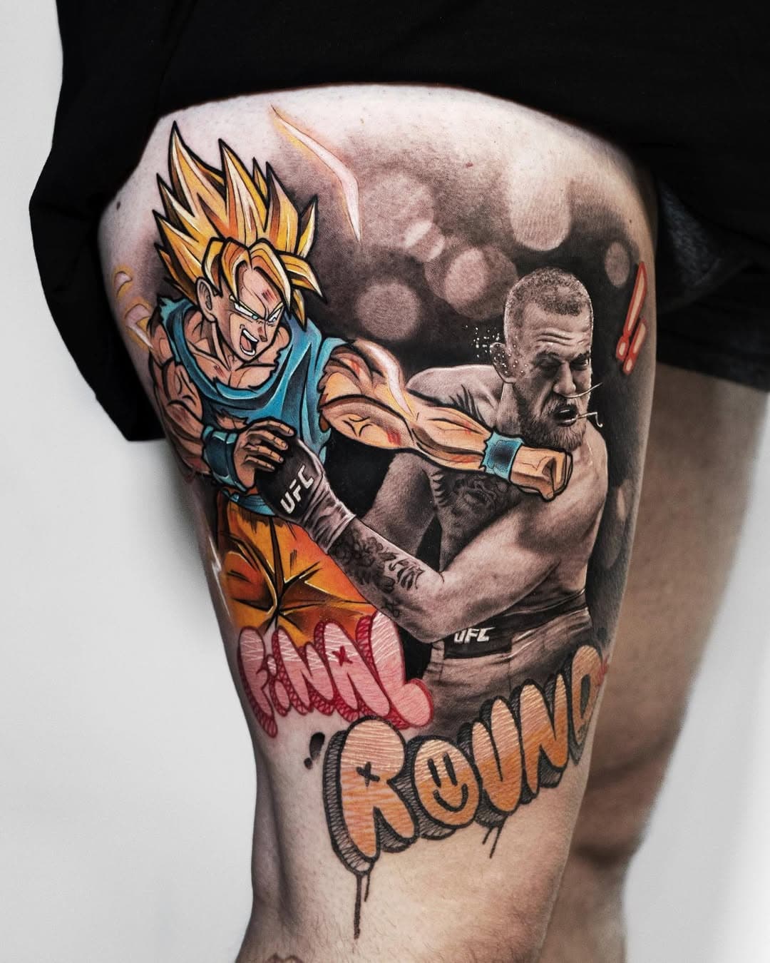 ▪️FINAL ROUND▪️
.
Collab con el compadrito @nacho.frias , sobre el titan de @zalvetattoo 🙏🏻🖤
.
@radiantcolorsink @thebestspaintattooartists @crazyytattoos @radtattoos @fanartattoo #ufc #goku #mcgregor #conormcgregor #tattoo