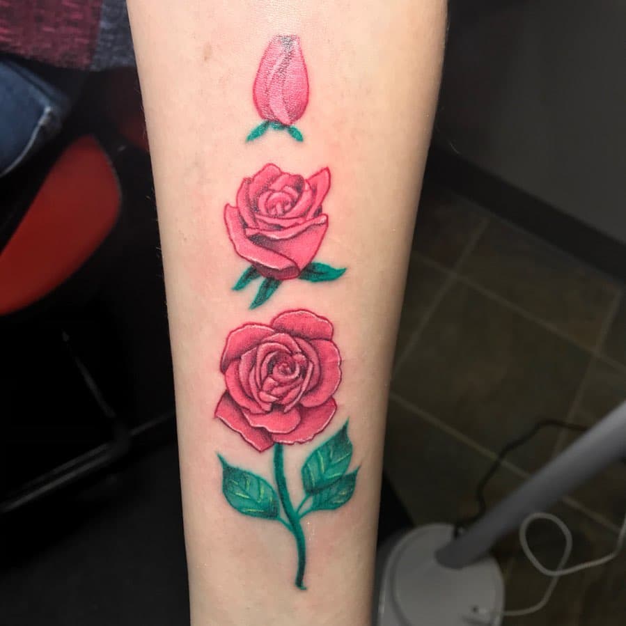 Some cute little roses @cjwlives made. Call the shop for details on appointments/ walkins. 
The Hornets Nest Elite Art Studio, 2012 S Hurstbourne Pkwy, Louisville, KY 40220 ,(502)-384-NEST #weddletothemetal #rosetattoo #colortattoo  #tattoo #