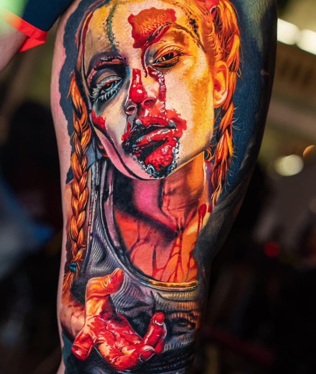 Did this piece at @tattooexpozwickau back in 2020 on @nicoboesi 🙏🏻 It was actually the last trip we took to Europe. Have you guys started to travel again? 🥲✈️ Have a great day, cheers. // @fusion_ink @secondskintac @searchandrescuedenim @sanctum.equipment