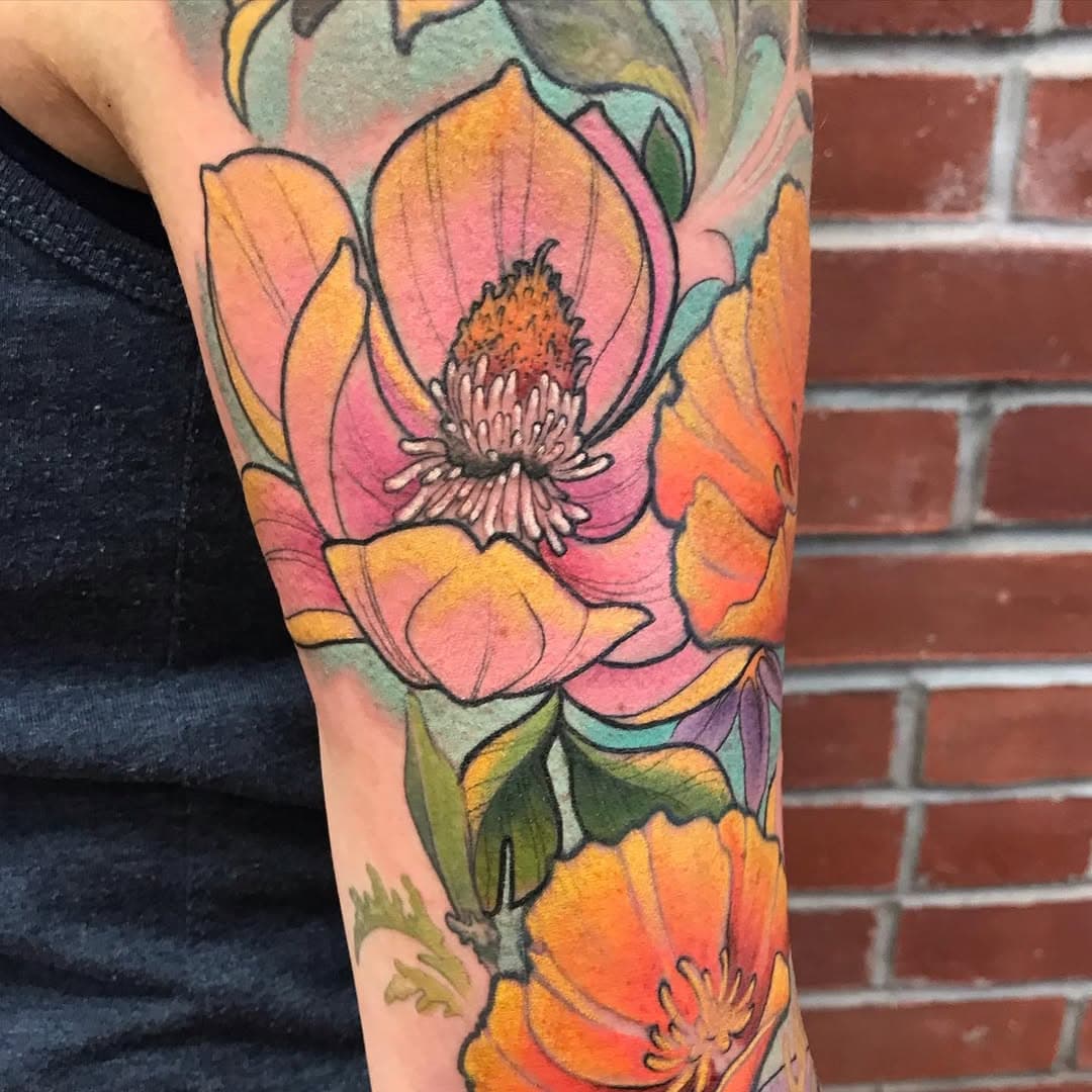 Some flowers added on today 🌺
Hand drawn by Kurt
.
.
.
.
.
#magnoliaflowers #magnoliatattoo #californiapoppies #californiapoppytattoo #sunflowertattoo #rosetattoo #lavendertattoo #jasminetattoo #flowertattoo #flowertattoos #halfsleevetattoo #colortattoo #hommagetattoo #njtattooartist #njtattooshop #thankyoualison