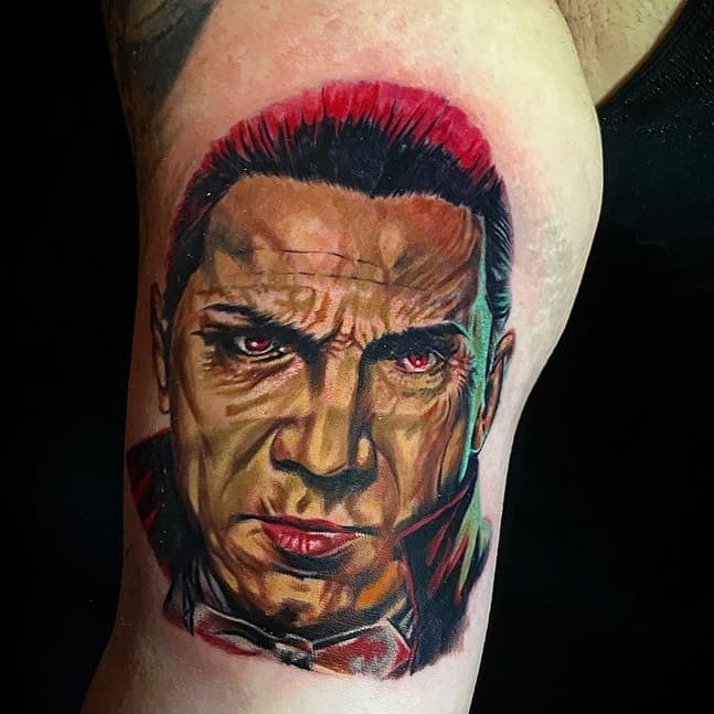 Color portrait I started working on @crimsonveiltattoo @texasinkedmagazine  @blackclaw @darkartsseri @vitalitreetattoo #texasinked #texasinkedmag #art #bold #color #dracula #fortbliss #elpaso #texas #texastattoos #tattoos #tattoo #instagram