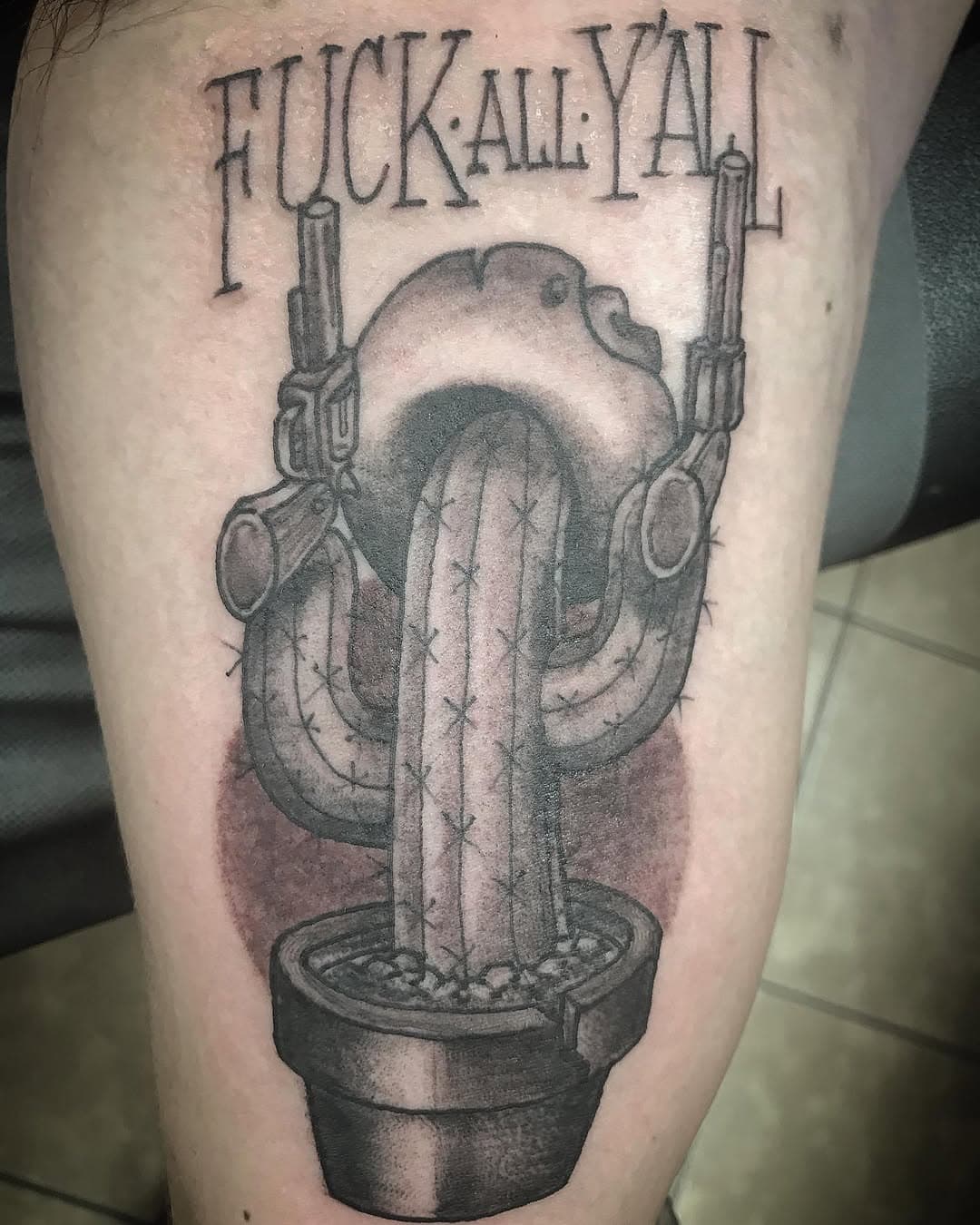 Fun little #cactus #tattoo from last night…
*
*
#blackandgreytattoo #blackandgrey #tattoos #handdrawn #tattoodesign #cactus #succulent #fuckallyall #loufigueroatattoos #october #2021 #flyingdaggerstattooparlor #saturdaynight #pomona #california
