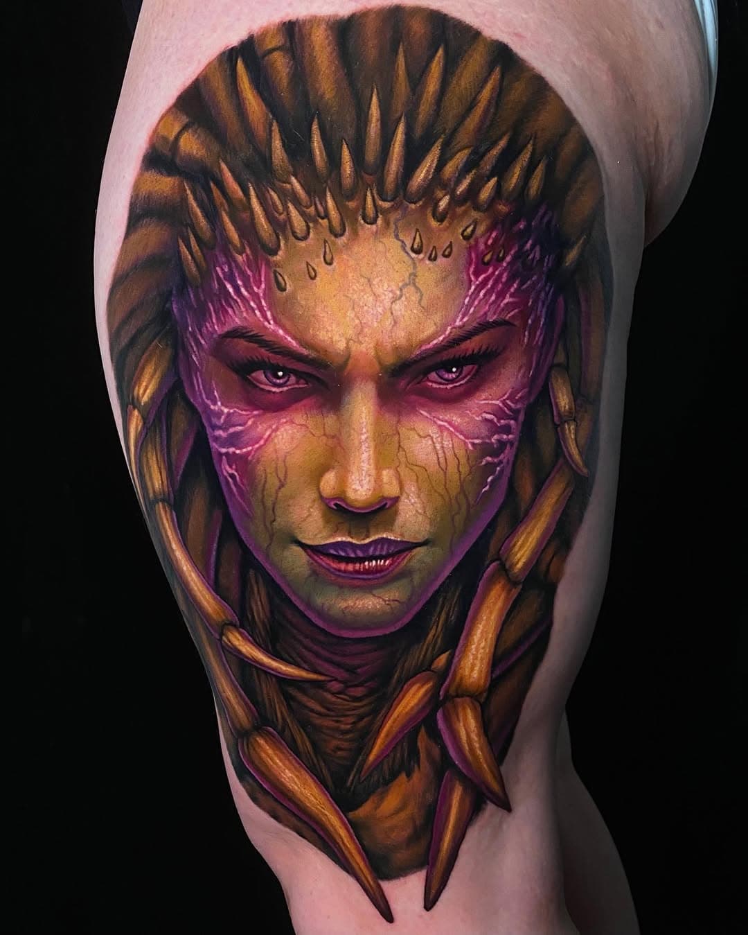 Kerrigan from #starcraft I did over two back to back days. I love tattooing video game stuff, there are some great reference images out there. Thank you Jessica for making the trip down and sitting like a champ for such a fun piece!
—————————————————-
Proudly supported by @fusion_ink @fkirons @fytsuppliesusa_ @hustlebutterdeluxe @electrumsupply @secondskintac @tattooarmour_usa @blackhopecurse @painfulpleasures