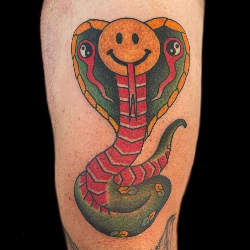 Friendly cobra done at @blackdaggertattooatx • for appointments DM or email ajruin@gmail.com