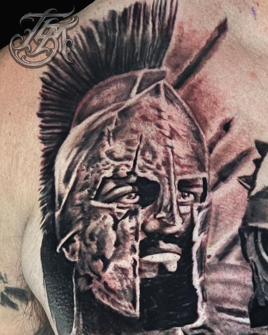 #leonidas piece I started. First pass. Got to Get a second pass to render softer greys and finer details. #thisissparta #300 #300movie #tattoo #terrymayo #cattattoo #cattattoocom #dallas #texas #customtattoo #tattoos #addison  #addisontattoo #dallastattoo #tattooartistmagazine #toptattooartists @cattattoodotcom
