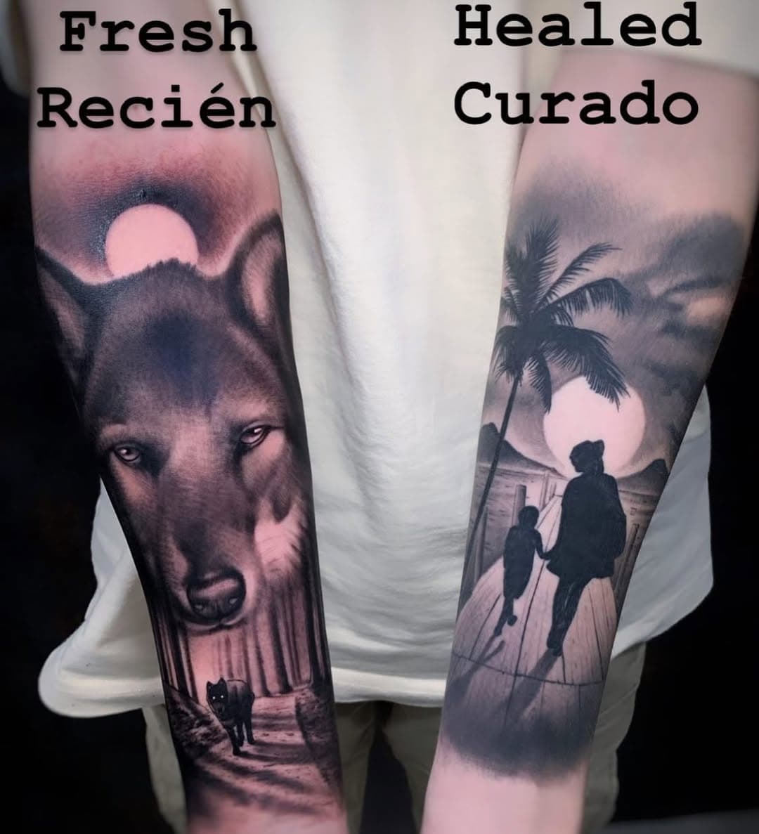 Fresh v.s healed

Siempre de la mano de @artesanotattoosupplies
 #wolftattoo #familytattoo #tattoo #tattooartist #tatuajes #tattoomodel #inktattoo #instagood #inked #tattoos  #sullenclothing #sullenart #intenzepride #intenze #tattoohub  #kwadronneedles #inktattoo