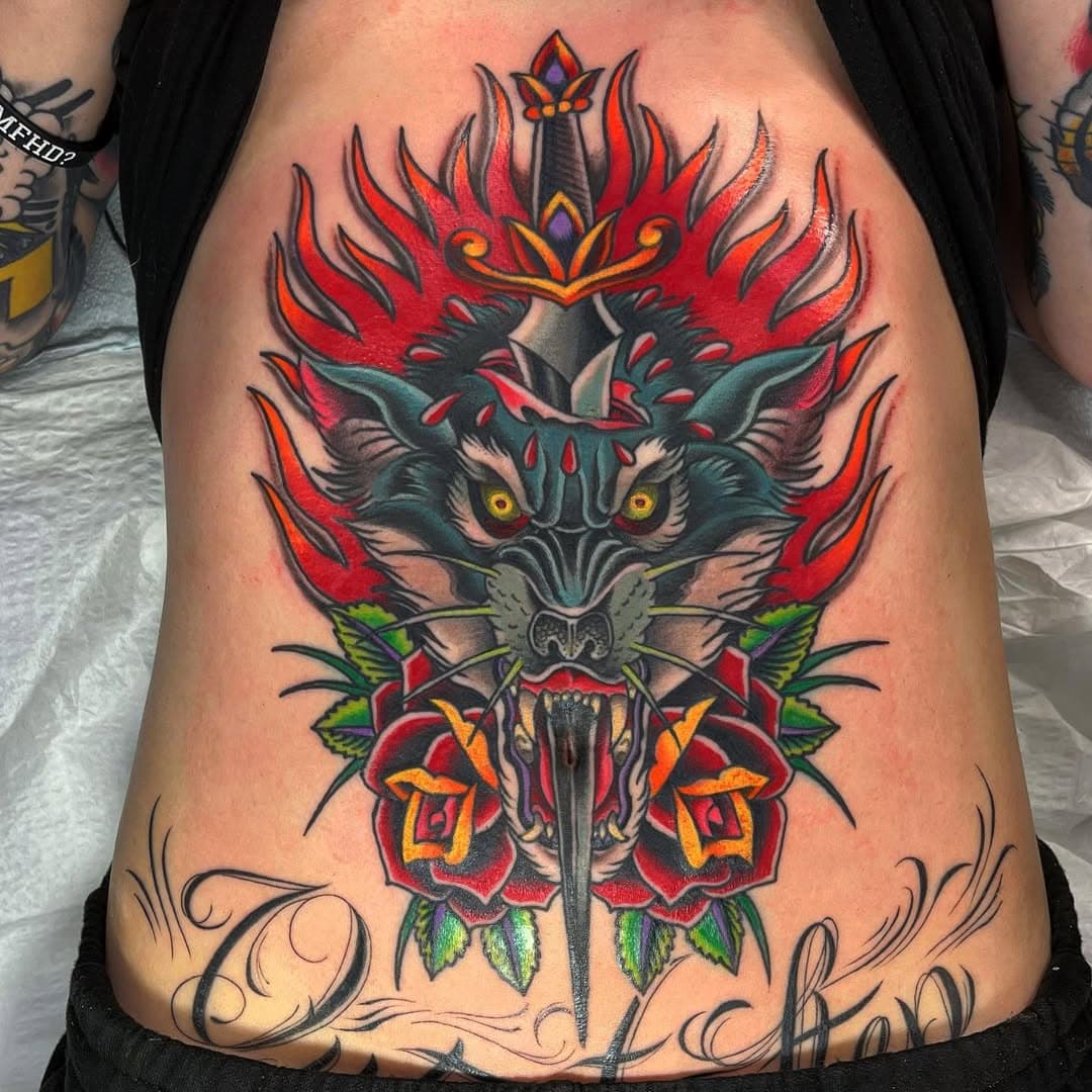 #drawnontattoo #wolftattoo @tattoodemonco