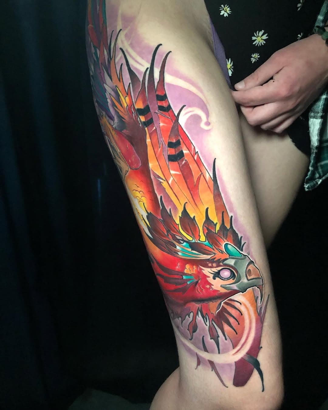 Phoenix on @enramer ! Thank you for letting me live my dream and allowing me the space for creating. You sat like a rock. 
  To give you all an idea, this tattoo took me 3 full day sessions to complete + 1 touchup session. For bigger pieces such as this, i will always give you guys 1 full day FREE session afterwards to go through and make sure everything is as perfect as i can get it. This gives me a chance to also go back and darken some areas or fix patchy color. I appreciate all of you so much.