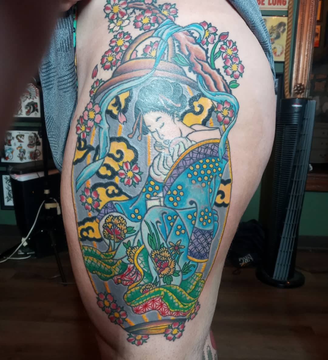 Finished this up yesterday. Part 1. Now to add a phoenix to the rest of the leg.