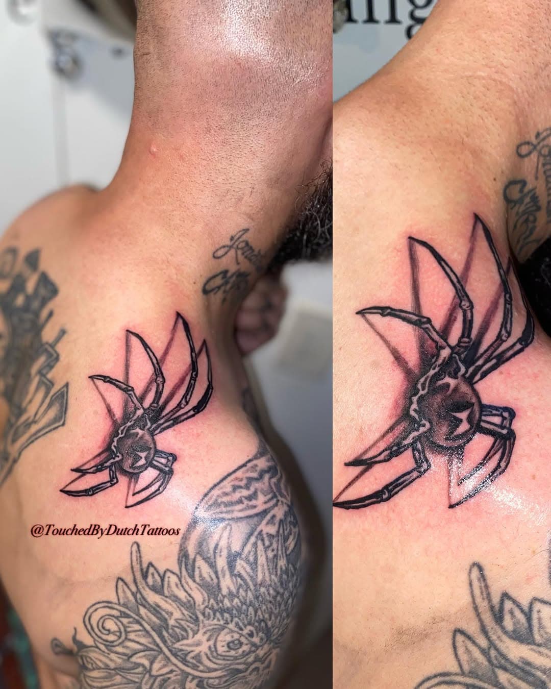 🕷 🕸🕷🕸 😈
.
.
Dutch words of the Day: Make sure your worst enemy doesn't live between your ears. 
.
.
.
#touchedbydutchtattoos #dutchdadutchess #tattooartist #tattooist #blackartist #blackwomantattooartist #spidertattoo #3DTattoo #miami #mobiletattooartist #travelingtattooArtist #privatetattooArtist