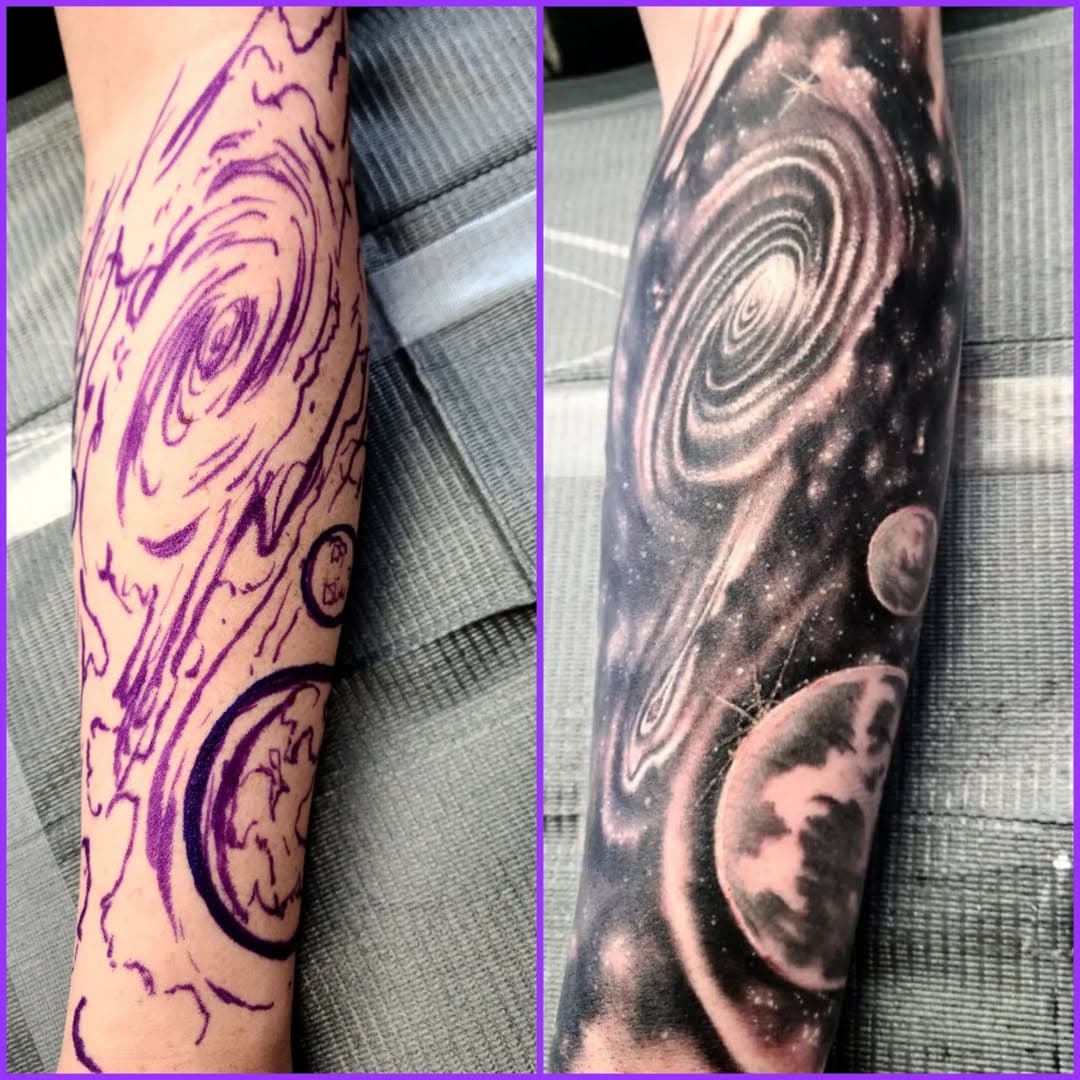 #space #spacetattoo #blackandgreytattoo #tattoo #tattoos #tattooing #tattoosofinstagram #tattooartist #legendarytattoo #billings #montana