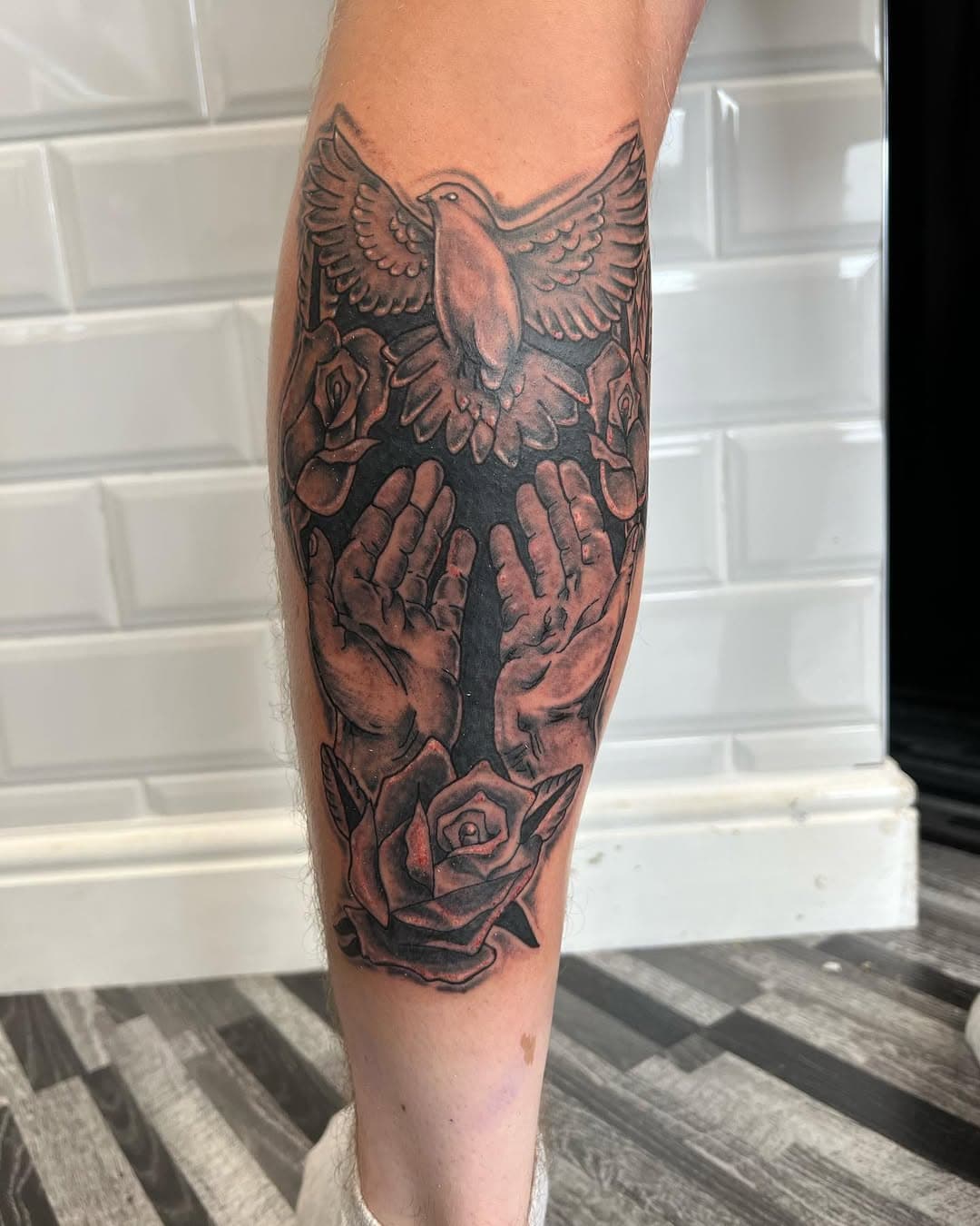 Done today for Jack, his first tattoo #religioustattoo #dovetattoo #coventry #coventrytattoo #creativebodyart