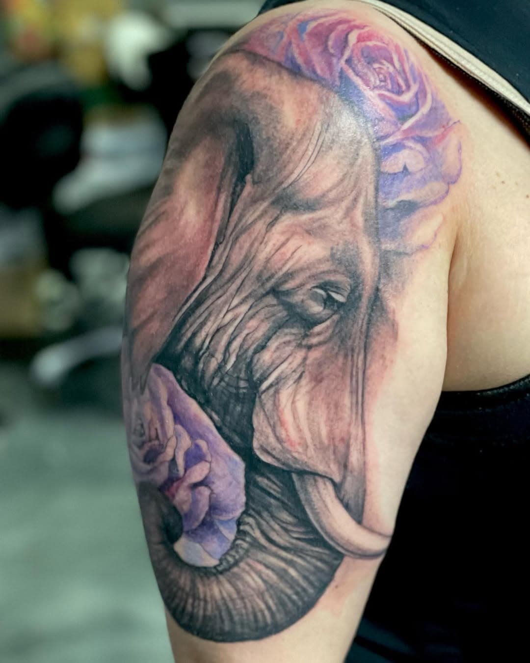 Fun elephant. .
.
.
.
.
.
#cherryhilltattoo #naplestattoo #naplesflorida #blackandgreytattoo #floridatattooartist #tattooartist #colortattoo #elephanttattoo #elephant