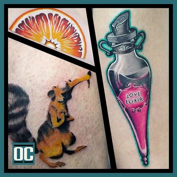 Vibrant and colourful tattooing by our talented resident artist, Vlad @ostrozhynski_vladyslav 
DM OWLCAT to enquire about having him create your next piece of artwork.

#owlcat #tattoo #aberdeen #scotland #aberdeentattoo #scottishtattooartist #ukranian #internationaltattooartist #seeninthedeen #colourtattoo #realismtattoo #love #lovepotion #cute #cuteanimals #juicy #orange