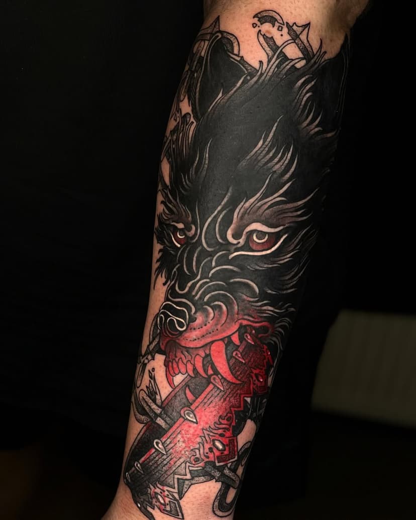 Start of the sleeve for @schwarzwolf 🔥
Today at @der_grimm_tattoo 
SWIPE for more angles

DM FOR BOOKINGS/WAITING LIST

-
-
-
#cesarpimenta #neotraditional #neotraditionaltattoo #besttattoos #TAOT #picoftheday #instadaily #darkartists  #london #asatru #medieval #medievaltattoo #blackwork #bergen #strasbourg #london #ghent #berlin #roma #helsinki #blackworkitaly #wolf #wolftattoo #wolves #grimm #kingslayer #nosurrender #warrior #fenrir #fenrirtattoo