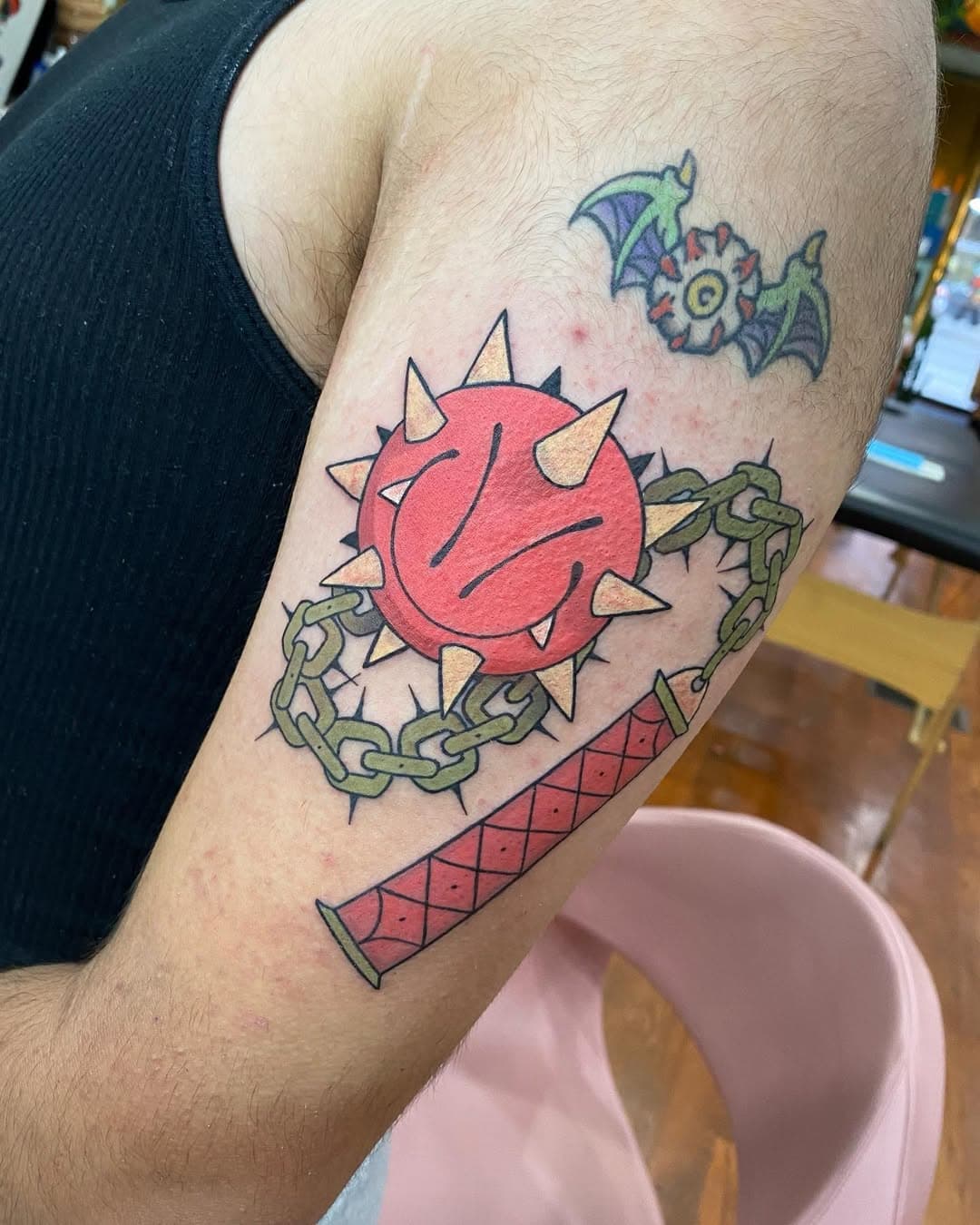 😈💥

Thanks francis!!

Done at @crybabytattoochicago 
It was such a pleasure to know all the team, I want to come back already!! ❤️🕺

#tattooartist #tattooshop #tattooart #inked #inkedlife #chicago #tattoochicago #inkedup #color #underground #colortattoo #traditional #traditionalart #traditionaltattooer