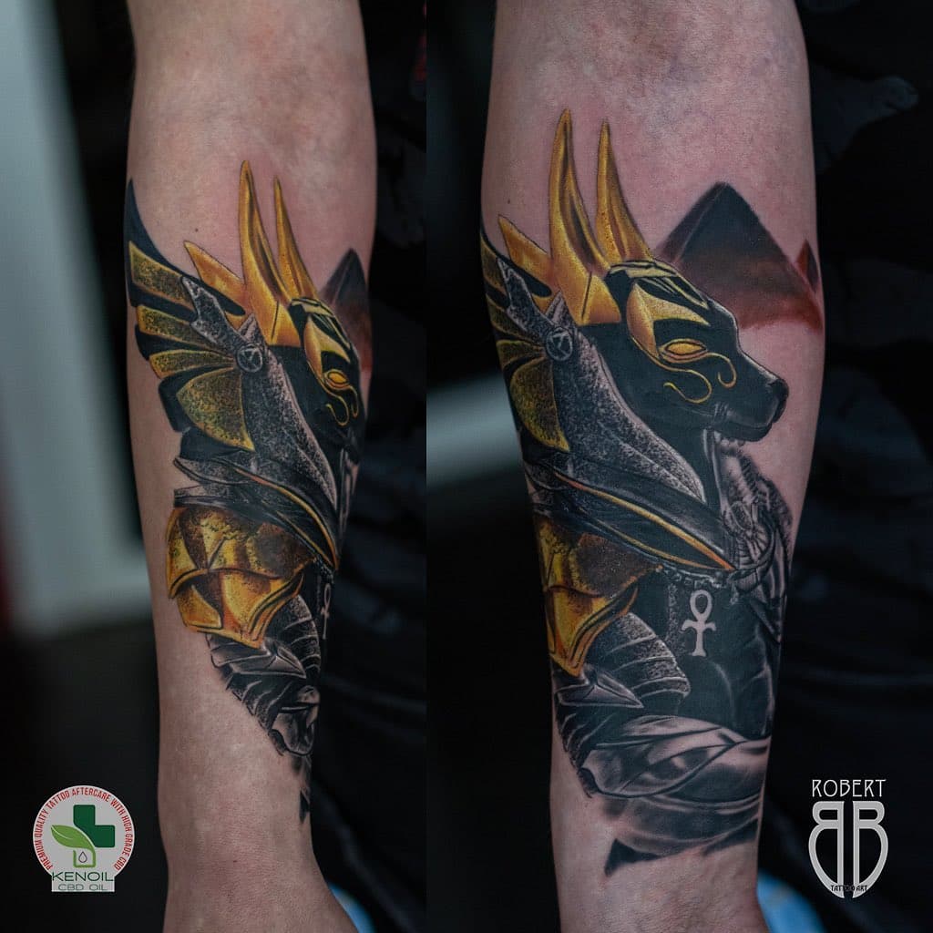 Cover up with Anubis, sponsored by @kenoilcbdtattooaftercare 
www.kenoilcbd.com 
@kenoilcbdtattooaftercare @kenoil_cbd @shockstar @punkatthebeach 
#tattoo #tattooart #tatuaggio #tattoodesign #colortattoo #redpanda #panda #anubis #blackandgraytattoo #tatuatore #tattooartist #proteamartist #robertbbtattoo #robertbbtattooart #tattoostudio #tattoorobertbb #aftercare #kenoil #kenoilcbd #fkirons #cheyenne_tattooequipment #portrait #fuengirola #spain #españa #málaga #fuengirolatattoo