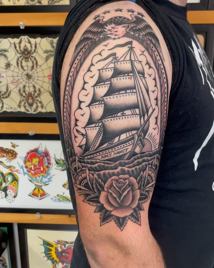 A finished tattoo feat a great song. Thanks Bobby! Done @highfivetattoo #hamiltontattoo #torontotattoos #thirdeyeblind