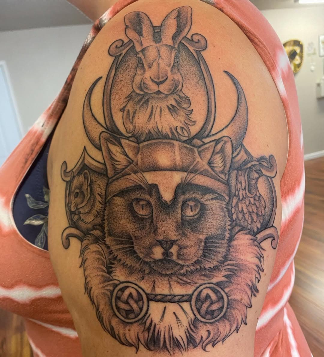 Cool Viking cat done by @tototl.chris thank you for looking at if you at interested in getting any tattoos you can  message use at (602)800-4580