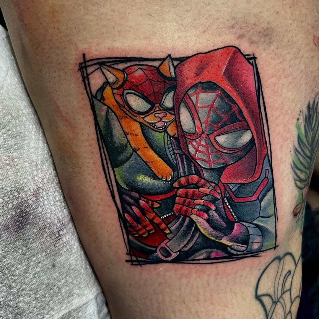 Miles morales and spider kitty !
.
.
.
.

#tattoo #tattooart  #tattooed #tattooed #instaartist #artsy #tattooartist #artistsoninstagram #tattooart #tattoolife #traditionaltattoo #tattooist #tattooing #tattooflash #inkstagram #tattoolove #neotraditional #neotradsub #neotraditionaltattoo #neotraditional  #inkstagram #tattoos #newtraditional #new #neotattoo #ink #inked #spiderman #marveltattoo #milesmorales #milesmoralesedit #milesmoralesps5 #milesmoralestattoo #cattattoo