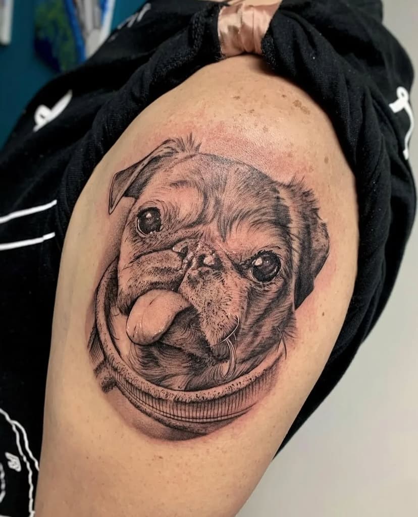 Tatuaje realizado de #Realismo
.
.
Esta línea va dedicada a nuestras bellas mascotas caninas 😎
.
.
Gracias por la confianza 💪
.
.
#realismotattoo #tattooalcaladehenares #tattoorealistic #dogtattoo #carlinotattoo #realismo #dog #tatuajerealista #tattoodesign