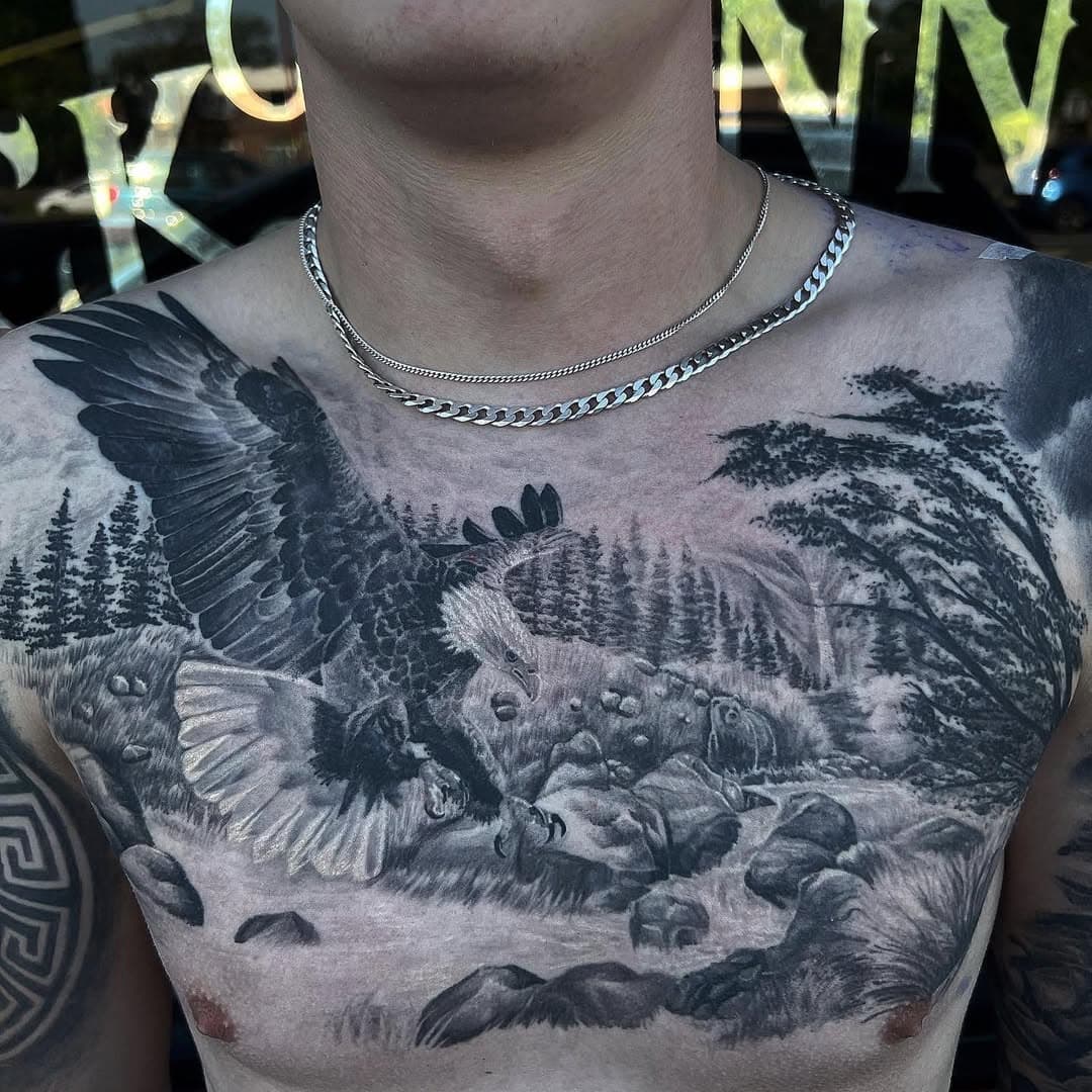 💥 FULLY HEALED 💥 Fucking loved doing this chest piece.
Half stencil/ half drawn on, cheers @jackwestwoodd 👏

Sponsored by 
@atlascartridges 
@starrtattoosupplies 

⛓ @theblackpennyclub_tp ⛓ 

Using @whitfieldstattooco 

#tattoo #tattoos #tattooed #tattooart #tattooartist #ink #inked #blackwork #blackworkers #blackworkerssubmission #darkart #darkartist #blacktattoo #blackworktattoo #blackworktattoos #btattooing #blacktattoos #blacktattooart #dotwork #dotworktattoo #dotworktattoos #uktta #tattoosnob #tattooworkers #skinartmag #realistic #realistictattoo #realismtattoo #blackandgreytattoo