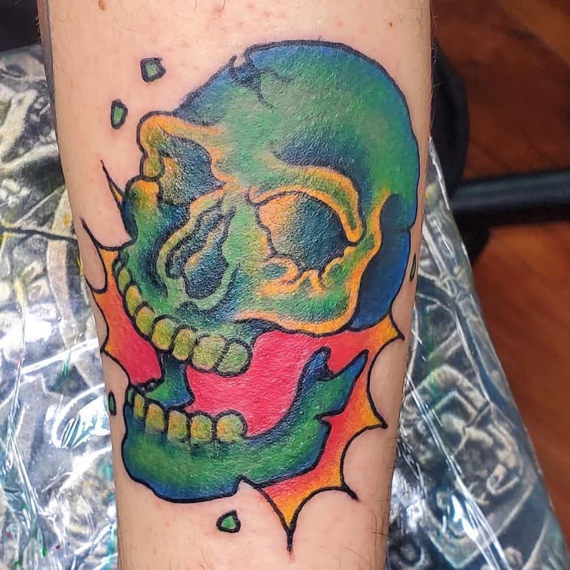 Cool skull tattoo done by @nifty_meg thank you for looking an if you are interested in getting any tattoos just Dm our instagram