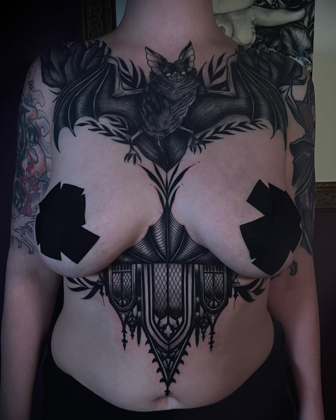 We added to Chanty’s chest piece cover up this little sternum church. I LOVE this placement, I believe working on the body’s natural shapes enhance femininity and it’s an awesome way of self expression!
.
.
.
.
.
.
@emalla.official @emalla_australia @stencil.jam @minimalethic.tattoosupply @darkhorseshadingblack @musotoku @inkmoneyaus .
.
.
.
.
.
.
.
.
.
#sternum #sternumtattoo #chesttattoo #chesttattoos #chesttattoosongirls #gothictattoo #tattoosforwomen #melbournetattooist #melbournetattooist #darktattoo #horrortattoo #horrortattoos #battattoo #femaletattooist #femaletattooartist #darkneotraditional #darktattooartist #churchtattoo #cathedraltattoo #gothtattoo #gothictattoo #gothaesthetic #gothaesthetics #altmodel #altgirl #alternative #alternativegirl #blackwork #blackandgrey #darkartists