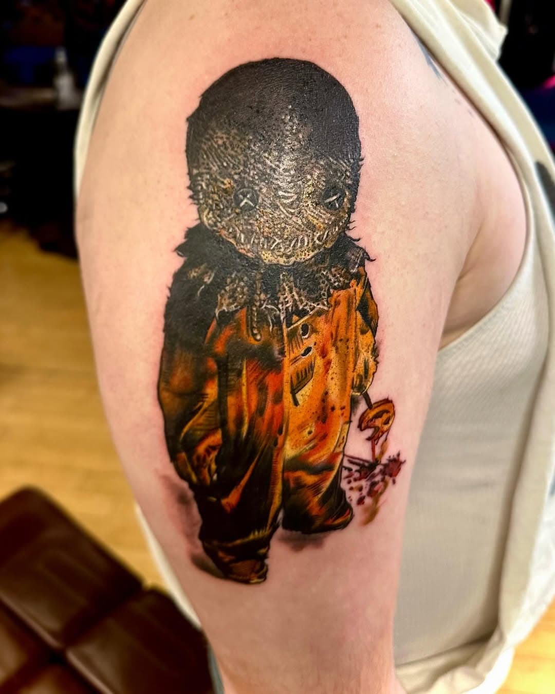 It’s not Halloween yet, but we’re getting a head start with the first piece of a soon to be Halloween sleeve.  I would love to do more horror tattoos, so please email me at angelakoscaltattoo@gmail.com with your ideas.  #trickrtreat #samtrickrtreat #🎃👻 #samtrickrtreattattoo #halloween #halloweentattoo #horrormovie #horrortattoo #horrorfan #chicagotattooartist #chicago #avondale #halloweenmovie