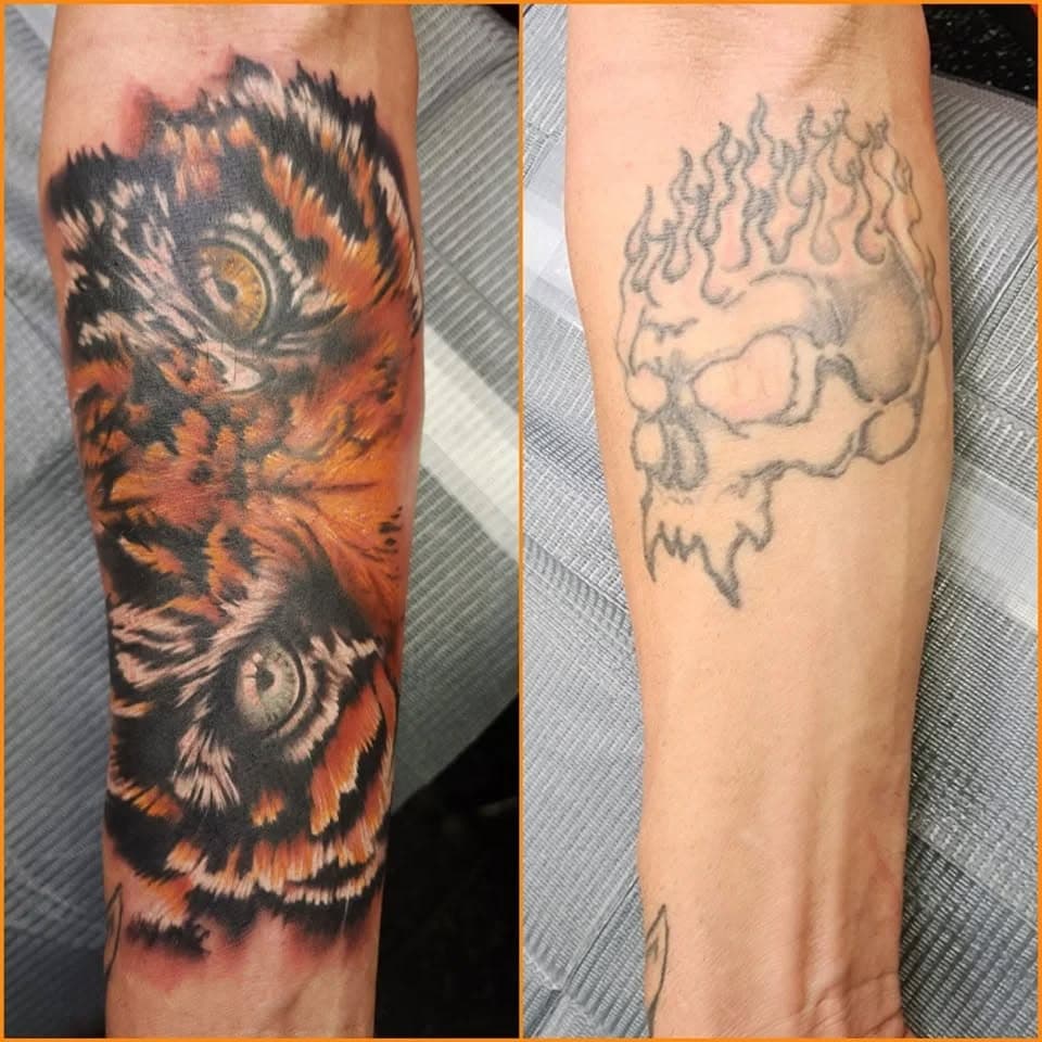 Couple covers-ups and a couple small fixer uppers #coveruptattoo #tattoo #tattoos #tattooed #ink #inked #colortattoo #blackandgrey #legendarytattoostudio #billings #m